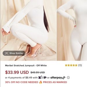 Off white Maribel snatched jumpsuit Fashion Nova